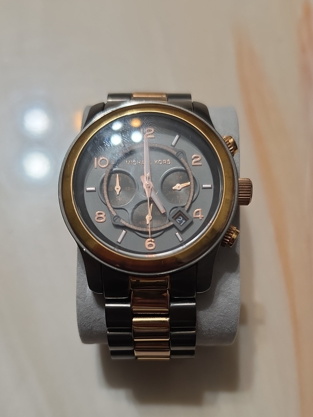 Michael Kors Two-Tone Gray and Rose Gold Men’s Chronograph Watch